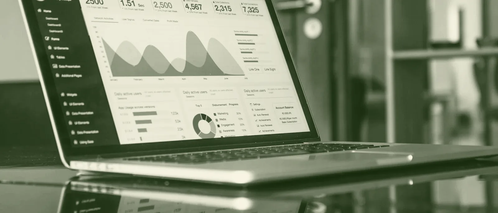 A performance analytics dashboard on a laptop screen
