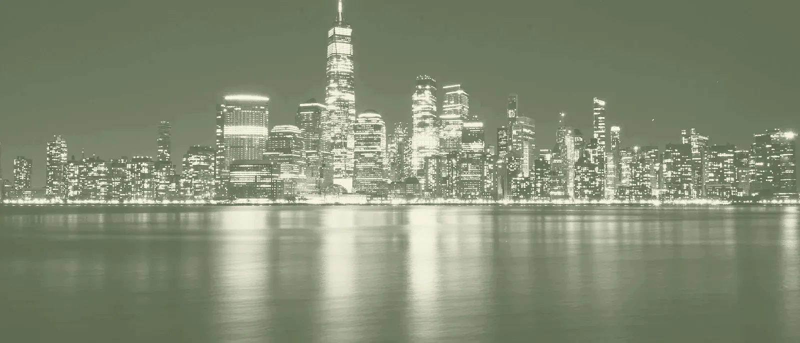 Jersey City waterfront skyline on the Hudson at night